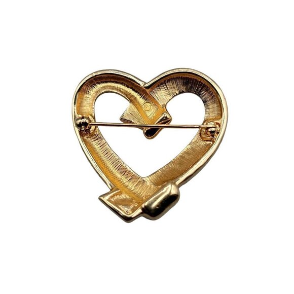 Swarovski Pave Crystal Heart Brooch Gold Tone Vintage Swan Stamp Pin - Picture 5 of 12